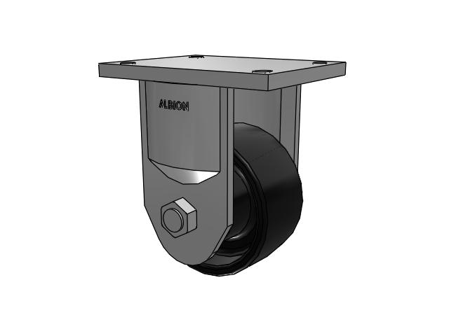 600 Series Top Plate Rigid Caster with 6 x 3 Black Paint FR - Ductile Iron Crowned Tread Wheel