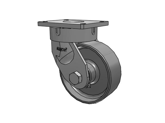 600 Series Top Plate Swivel Caster with 8 x 3 Clear Coat Enamel FS - Drop-Forged Steel Wheel