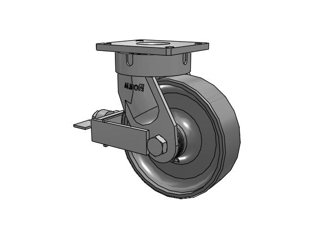 600 Series Top Plate Swivel Caster with 10 x 3 Clear Coat Enamel FS - Drop-Forged Steel Wheel and Face Brake