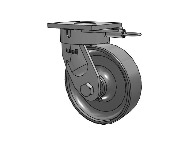 600 Series Top Plate Swivel Caster with 10 x 3 Clear Coat Enamel FS - Drop-Forged Steel Wheel