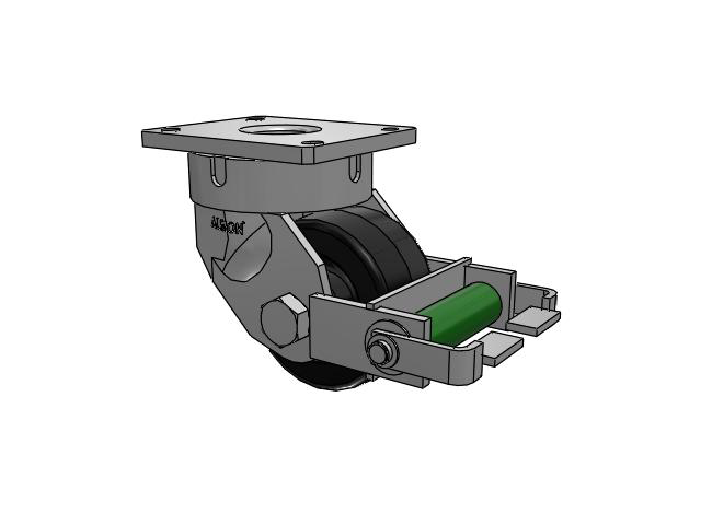 600 Series Top Plate Swivel Caster with 6 x 3 Black Phenolic Resin TM - Phenolic Wheel and Poly Cam Brake