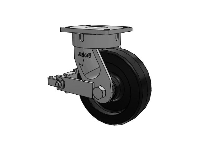 600 Series Top Plate Swivel Caster with 10 x 3 Black Phenolic Resin TM - Phenolic Wheel and Poly Cam Brake