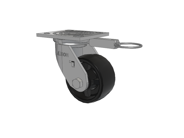 16 Series Top Plate Swivel Caster with 4 x 2 Black Polypropylene PB - Polypropylene Wheel