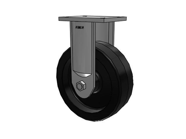 600 Series Top Plate Rigid Caster with 12 x 4 Black Phenolic Resin TM - Phenolic Wheel