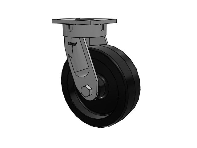 600 Series Top Plate Swivel Caster with 12 x 4 Black Phenolic Resin TM - Phenolic Wheel