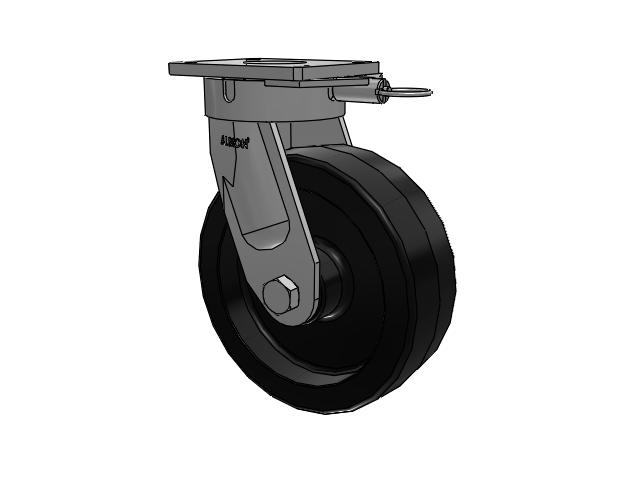 600 Series Top Plate Swivel Caster with 12 x 4 Black Phenolic Resin TM - Phenolic Wheel