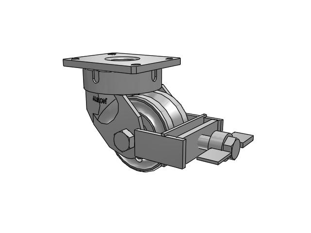 600 Series Top Plate Swivel Caster with 6 x 3 Clear Coat Enamel VF - Drop-Forged Steel V-Groove Wheel and Face Brake
