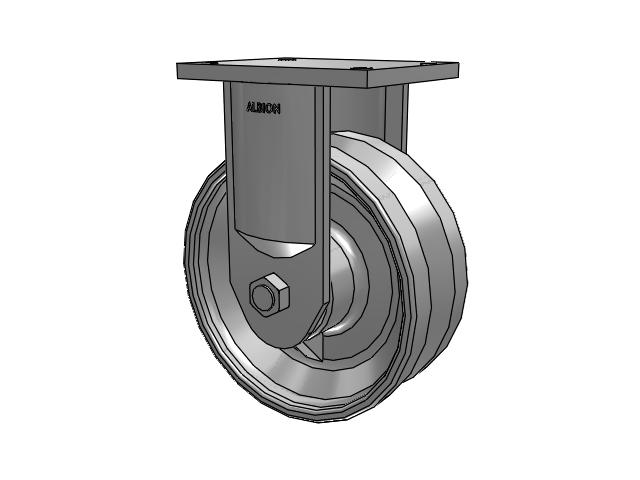 600 Series Top Plate Rigid Caster with 10 x 4 Clear Coat Enamel VF - Drop-Forged Steel V-Groove Wheel