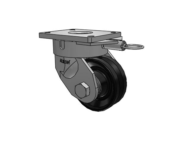 600 Series Top Plate Swivel Caster with 6 x 2.5 Flat Black Paint VM - Ductile V-Groove Wheel