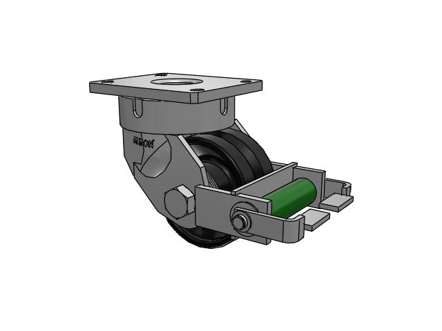 600 Series Top Plate Swivel Caster with 6 x 3 Flat Black Paint VM - Ductile V-Groove Wheel and Poly Cam Brake