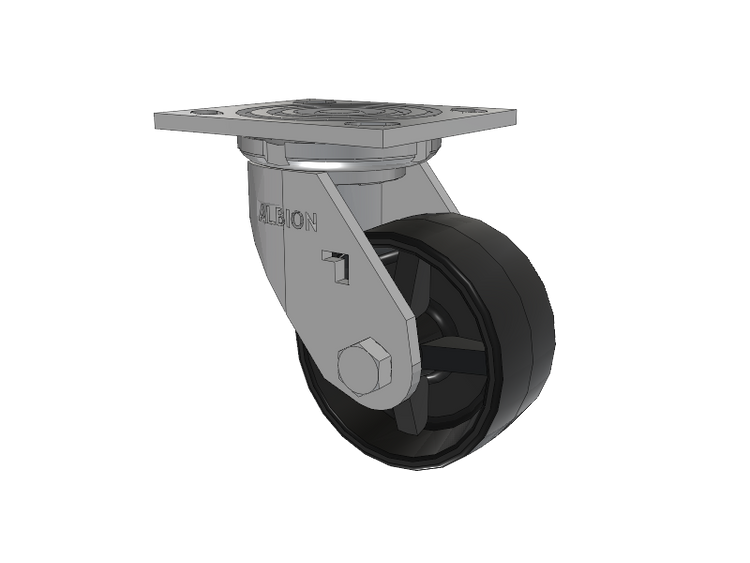 16 Series Top Plate Swivel Caster with 4 x 2 Black Polypropylene PB - Polypropylene Wheel