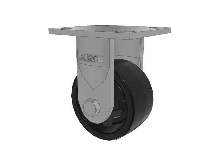16 Series Top Plate Rigid Caster with 4 x 2 Black Polypropylene PB - Polypropylene Wheel