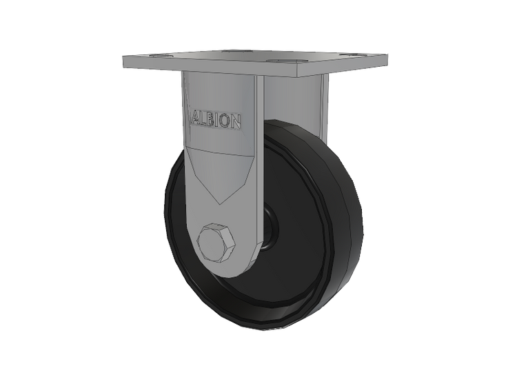 16 Series Top Plate Rigid Caster with 5 x 1.5 Black Polypropylene PB - Polypropylene Wheel