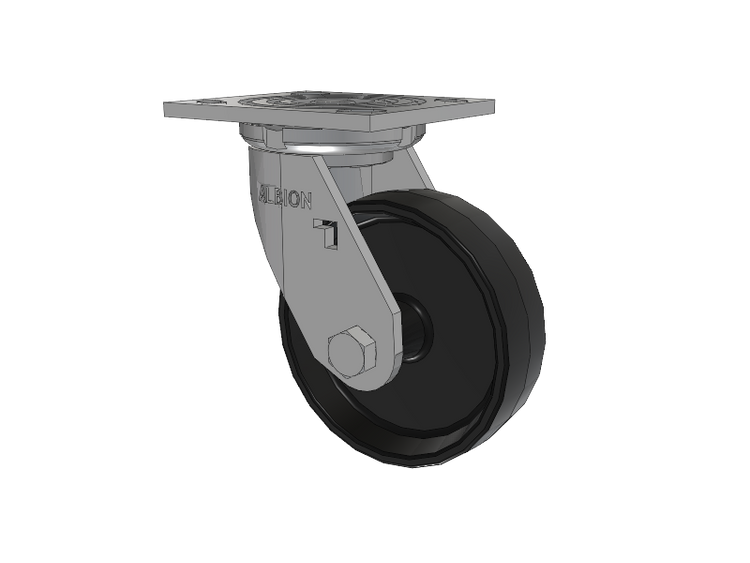 16 Series Top Plate Swivel Caster with 5 x 1.5 Black Polypropylene PB - Polypropylene Wheel