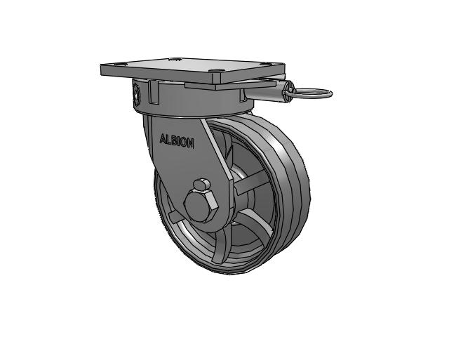 610 Series Top Plate Swivel Silver Enamel Paint Caster with 8 x 3 VG - Cast Iron V-Groove Wheel