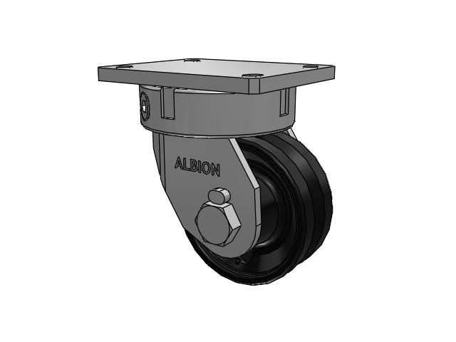 610 Series Top Plate Swivel Flat Black Paint Caster with 6 x 2.5 VM - Ductile V-Groove Wheel