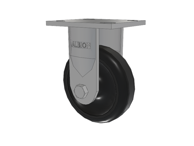 16 Series Top Plate Rigid Caster with 5 x 1.5 Black Polypropylene PB - Polypropylene Wheel