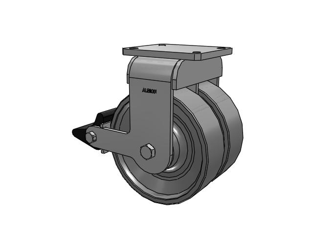 615 Series Top Plate Rigid Caster with 10 x 3 Clear coat enamel FH - Drop-Forged Steel (Large Bore) Wheel and Poly Lock Integrated Brake