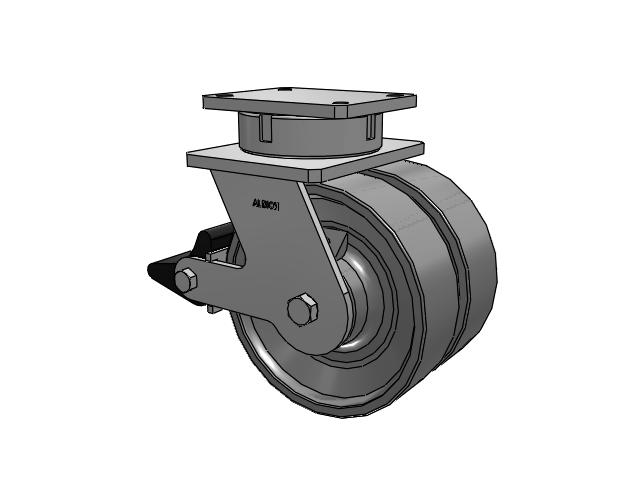 615 Series Top Plate Swivel Caster with 10 x 3 Clear coat enamel FH - Drop-Forged Steel (Large Bore) Wheel and Poly Lock Integrated Brake
