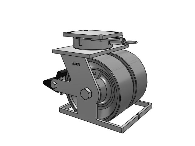 615 Series Top Plate Swivel Caster with 10 x 4 Clear coat enamel FH - Drop-Forged Steel (Large Bore) Wheel and Poly Lock Integrated Brake