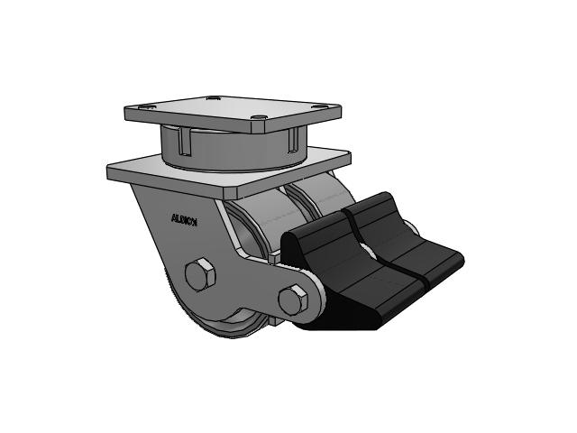 615 Series Top Plate Swivel Caster with 6 x 3 Clear coat enamel FS - Drop-Forged Steel Wheel and Poly Lock Integrated Brake