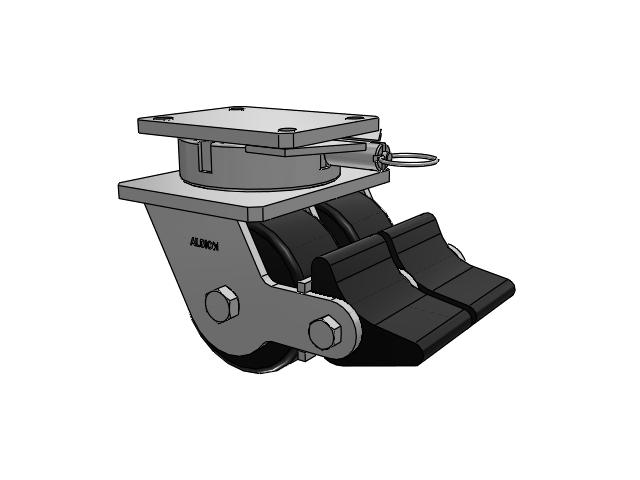 615 Series Top Plate Swivel Caster with 6 x 3 Black NX - Trionix High Impact Polymer Wheel and Poly Lock Integrated Brake