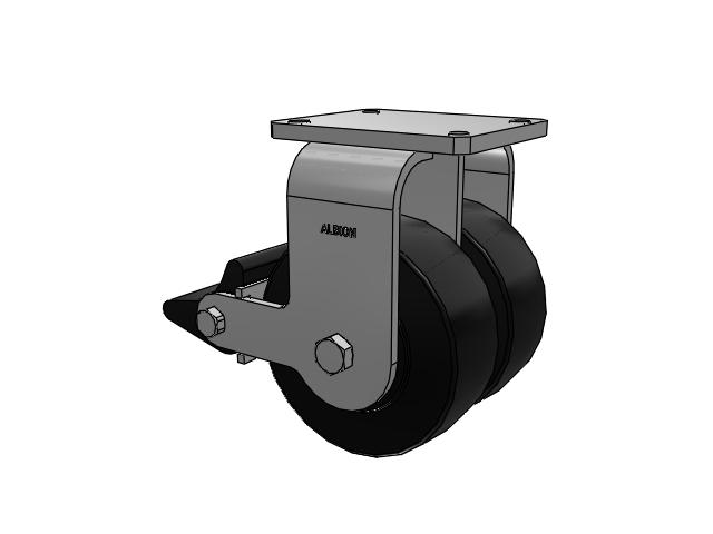 615 Series Top Plate Rigid Caster with 8 x 3 Black NX - Trionix High Impact Polymer Wheel and Poly Lock Integrated Brake