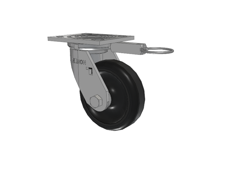 16 Series Top Plate Swivel Caster with 5 x 1.5 Black Polypropylene PB - Polypropylene Wheel