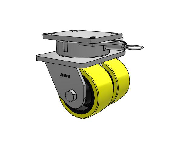 615 Series Top Plate Swivel Caster with 6 x 3 Yellow on black core PF - Polyurethane (Heavy Duty Cast Iron Core) Wheel