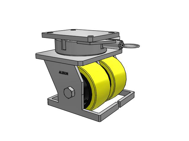 615 Series Top Plate Swivel Caster with 6 x 3 Yellow on black core PF - Polyurethane (Heavy Duty Cast Iron Core) Wheel