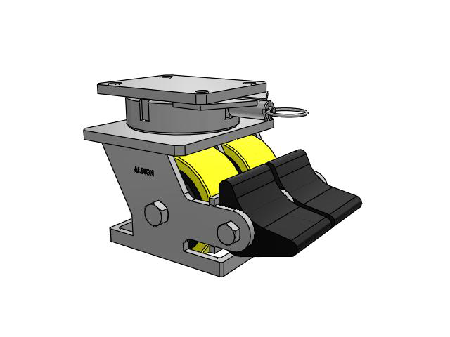 615 Series Top Plate Swivel Caster with 6 x 3 Yellow on black core PF - Polyurethane (Heavy Duty Cast Iron Core) Wheel and Poly Lock Integrated Brake