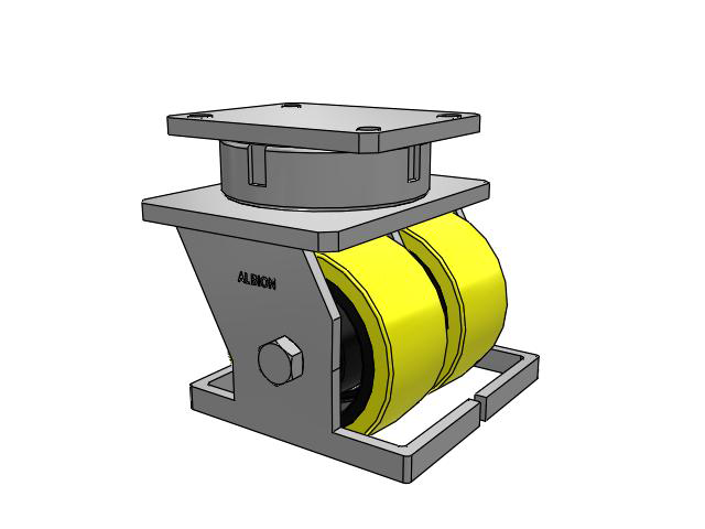 615 Series Top Plate Swivel Caster with 6 x 3 Yellow on black core PF - Polyurethane (Heavy Duty Cast Iron Core) Wheel