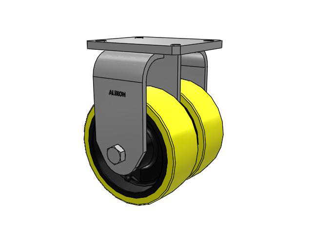 615 Series Top Plate Rigid Caster with 8 x 3 Yellow on black core PF - Polyurethane (Heavy Duty Cast Iron Core) Wheel