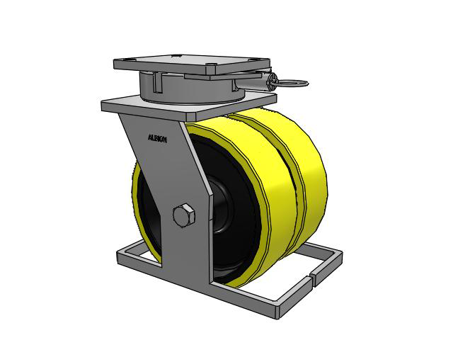 615 Series Top Plate Swivel Caster with 10 x 3 Yellow on black core PF - Polyurethane (Heavy Duty Cast Iron Core) Wheel