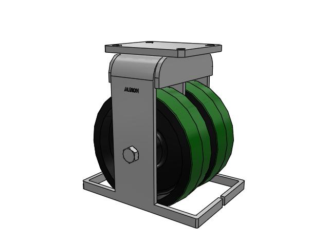 615 Series Top Plate Rigid Caster with 10 x 3 Green tread on black core PF - Polyurethane (Cast Iron Core) Wheel