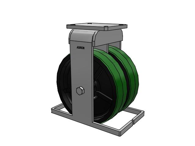615 Series Top Plate Rigid Caster with 12 x 3 Green tread on black core PF - Polyurethane (Cast Iron Core) Wheel