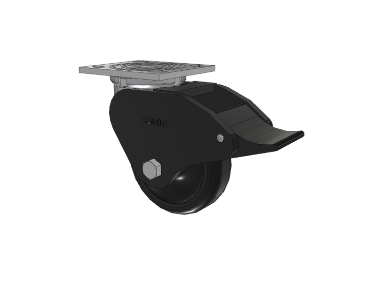 16 Series Top Plate Swivel Caster with 5 x 1.5 Black Polypropylene PB - Polypropylene Wheel and Total Lock Brake