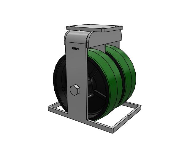 615 Series Top Plate Rigid Caster with 12 x 4 Green tread on black core PY - Polyurethane (Cast Iron Core) Wheel