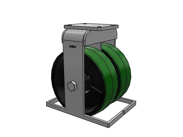 615 Series Top Plate Rigid Caster with 12 x 4 Green tread on black core PY - Polyurethane (Cast Iron Core) Wheel