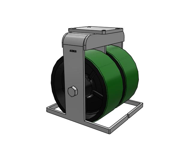 615 Series Top Plate Rigid Caster with 12 x 5 Green tread on black core PY - Polyurethane (Cast Iron Core) Wheel