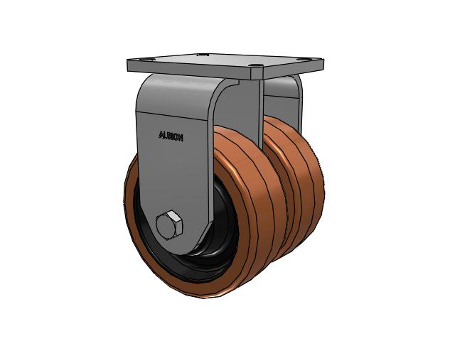 615 Series Top Plate Rigid Caster with 8 x 3 Brown TL - Phenolic (Laminated) Wheel