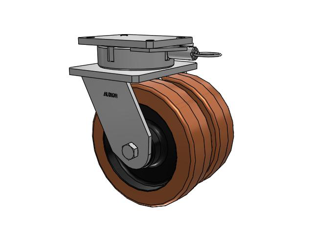 615 Series Top Plate Swivel Caster with 10 x 3 Brown TL - Phenolic (Laminated) Wheel