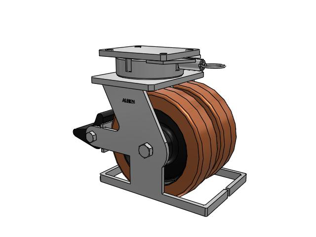 615 Series Top Plate Swivel Caster with 10 x 3 Brown TL - Phenolic (Laminated) Wheel and Poly Lock Integrated Brake