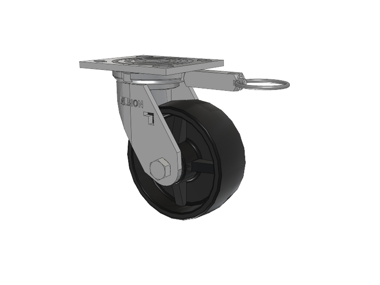 16 Series Top Plate Swivel Caster with 5 x 2 Black Polypropylene PB - Polypropylene Wheel