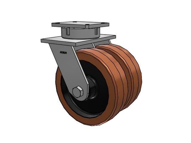 615 Series Top Plate Swivel Caster with 12 x 3.5 Brown TL - Phenolic (Laminated) Wheel