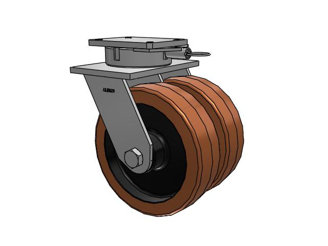 615 Series Top Plate Swivel Caster with 12 x 3.5 Brown TL - Phenolic (Laminated) Wheel