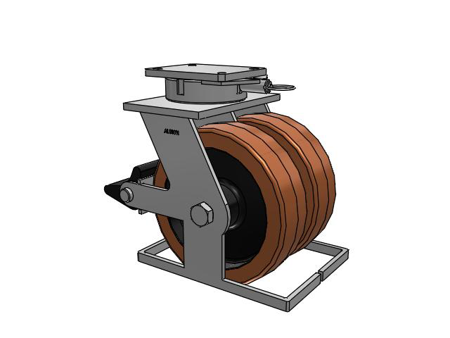 615 Series Top Plate Swivel Caster with 12 x 3.5 Brown TL - Phenolic (Laminated) Wheel and Poly Lock Integrated Brake