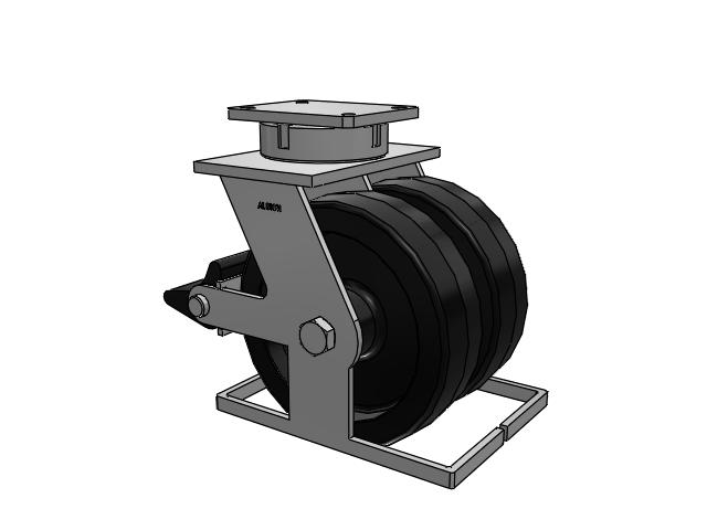 615 Series Top Plate Swivel Caster with 12 x 3.5 Black TM - Phenolic Wheel and Poly Lock Integrated Brake