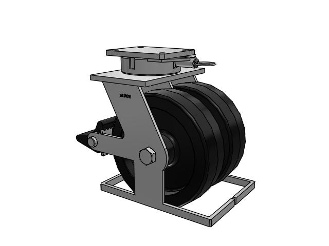615 Series Top Plate Swivel Caster with 12 x 3.5 Black TM - Phenolic Wheel and Poly Lock Integrated Brake