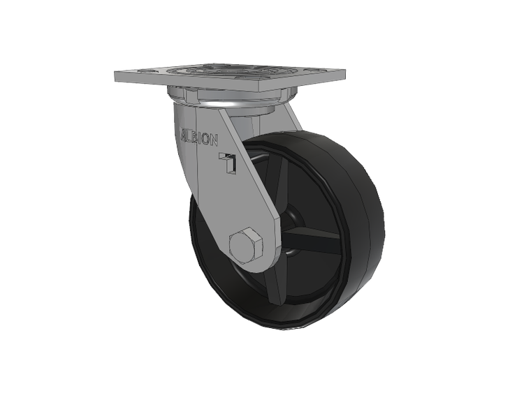 16 Series Top Plate Swivel Caster with 5 x 2 Black Polypropylene PB - Polypropylene Wheel